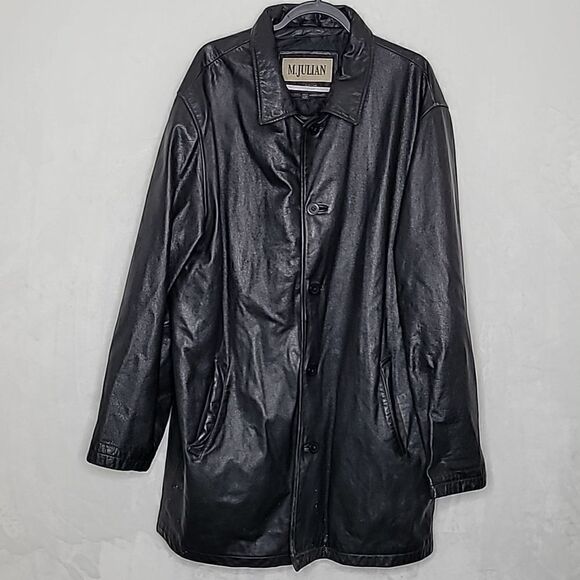 M. Julians Wilsons Vintage 80s Button Down Leather Jacket Size 2XLT - Picture 1 of 9